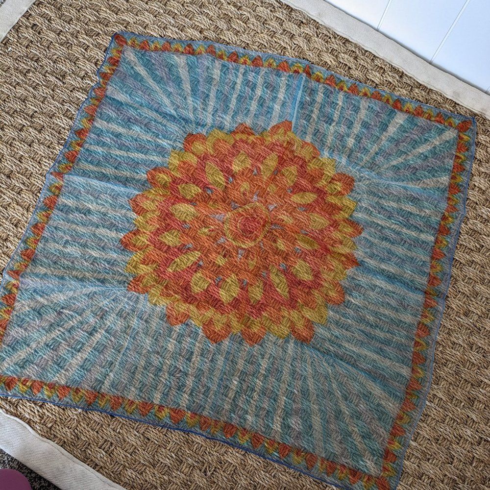 Flower, Sunburst Chiffon Scarf - Beautiful - Sheer - Unique